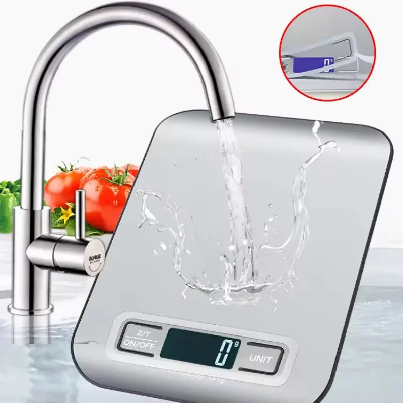 COD Hot Selling Digital Kitchen Scale LED Display 5kg/1g Stainless Steel Panel Electronic Scales Home Jewelry Food Snacks Weighing Baking Tools