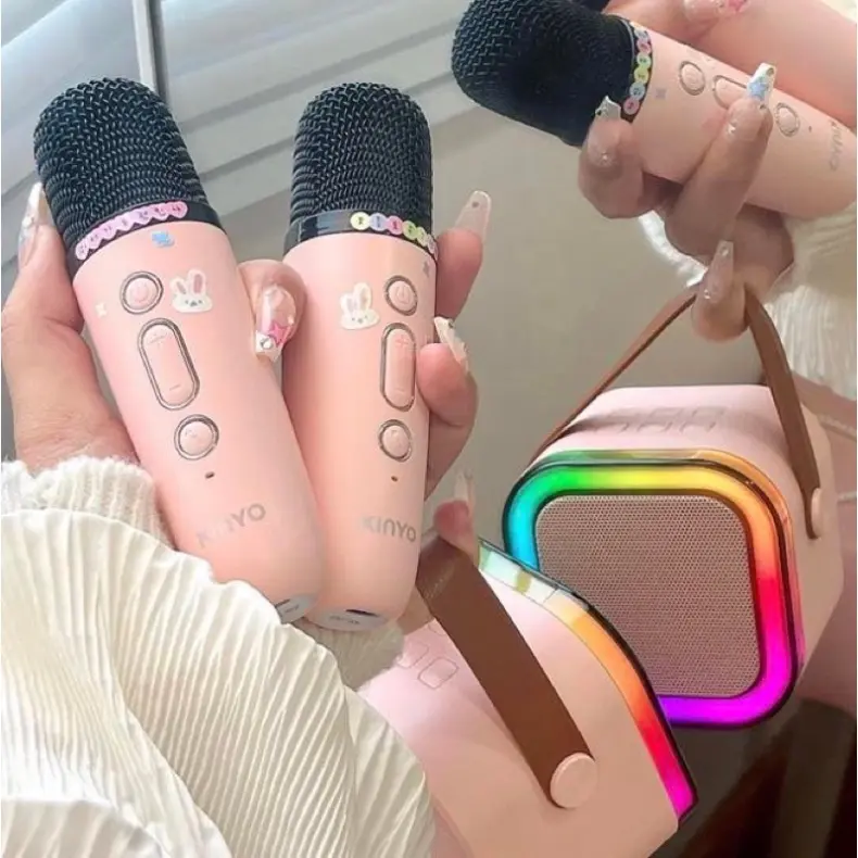 Freeship ( SALE MẠNH ) Loa Bluetooth Karaoke Mini K12 Tặng kèm 2 Mic Hát , Thiết Kế Nhỏ Gọn , Âm Thanh Hay Bass Chuẩn , Có Đèn Led Nhiều Màu , BH Lỗi 1 đổi 1