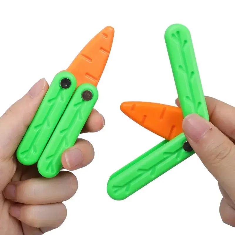 Dao gấp bằng nhựa in 3D, Thiết kế Cắt Bướm cà rốt mô phỏng, Đồ chơi dao đu đưa, dành cho người lớn, Thích hợp cho ADHD, Tự kỷ và lo âu, Ý tưởng quà tặng tuyệt vời, theo trọng lực tui mubi tui muph 3