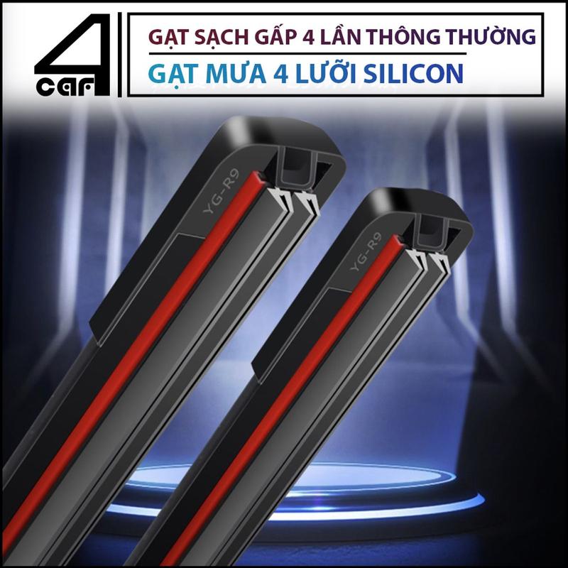 Gạt mưa ô tô 4 luoi silicon FORCAR không xương đời mới nḣất 2023 gạt sạch gấp 4 lần loại thường, gạt nước mưa 4 luoi silicon  gạt siêu bền siêu sạch bảo hành đến 12 tháng lỗi 1 đổi 1