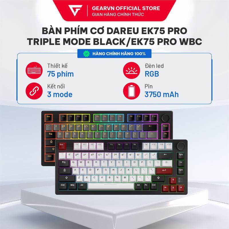 Bàn phím cơ DareU EK75 Pro Triple Mode Black Firefly switch/EK75 Pro WBC Dream SW