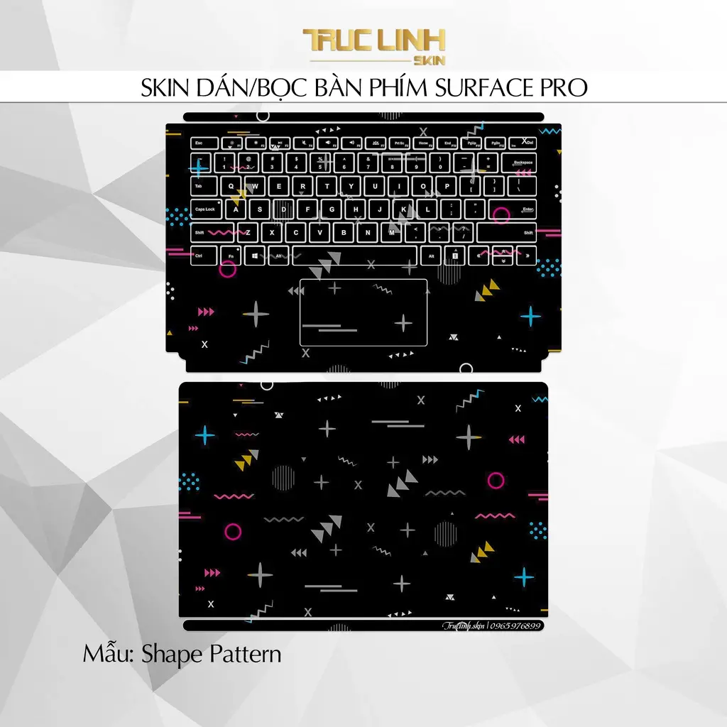 Bộ skin dán phím Surface Pro 3, 4, 5, 6, 7, 8, 9, X, Go... mẫu Shape Pattern