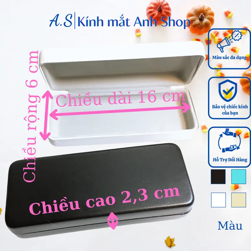 Hộp kính chữ nhật cao cấp đựng vừa kính mát và kính cận A03 6