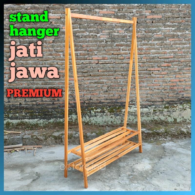 stand hanger baju standing hanger gantungan baju estetik premium jati Jawa 0