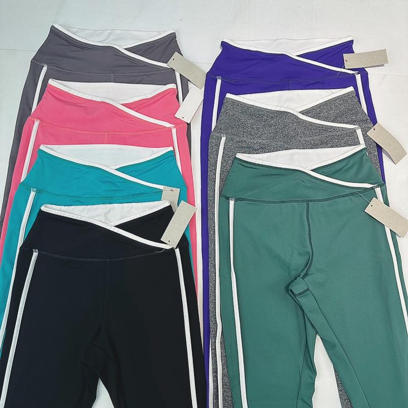 Quần Dài Legging Thể Thao Nữ Cạp V Viền Trắng Tập Gym, Yoga, Pilates Thun 2