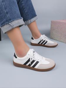 Women's Fashionable Plain Color Lace Up Low Top Sneakers, Casual Comfortable Sports Shoes for Daily Wear, Female All-match Round Toe Shoes for Daily Wear