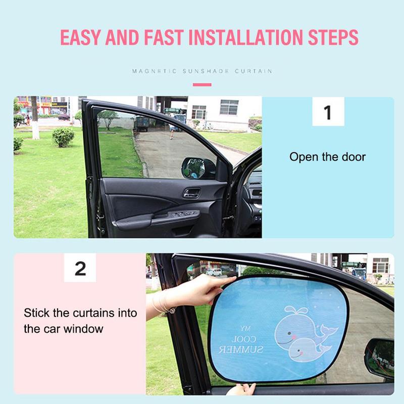 Product Introduction of 2 Pcs Mesh Fabric Car Sunshades Electrostatic Adsorption Side Cartoon Window Insulation Car Q1W5 29