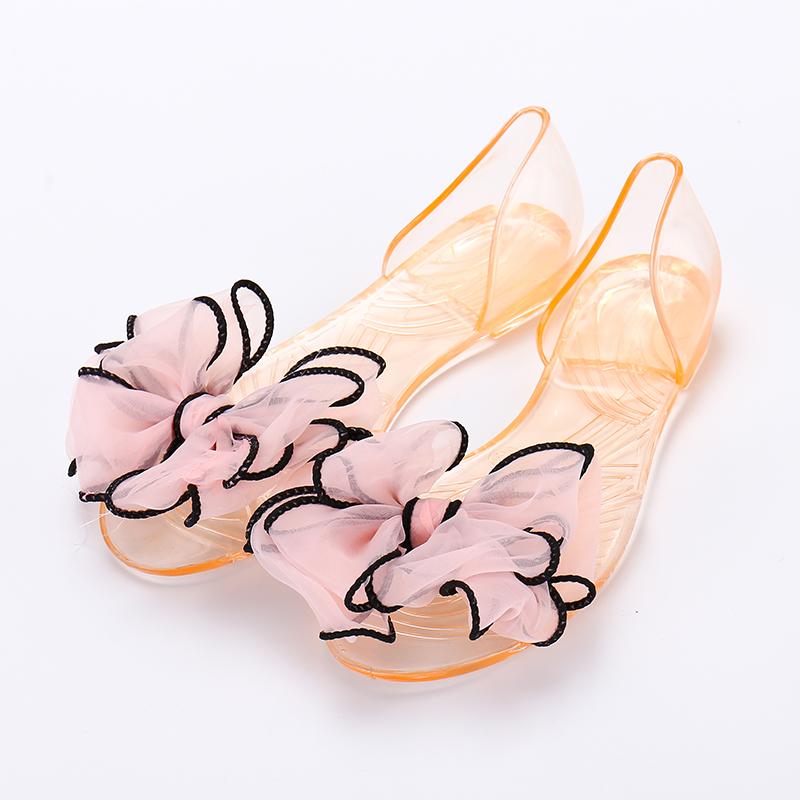 Giày Nữ Mùa Hè, Đế Bằng, Thiết Kế Thắt Nơ, Chất Liệu Gel, Dép Nhựa Trong Suốt, Hở Mũi, Thích Hợp Đi Biển, Hàng Mới Về Mùa Lò Xo 2024 7