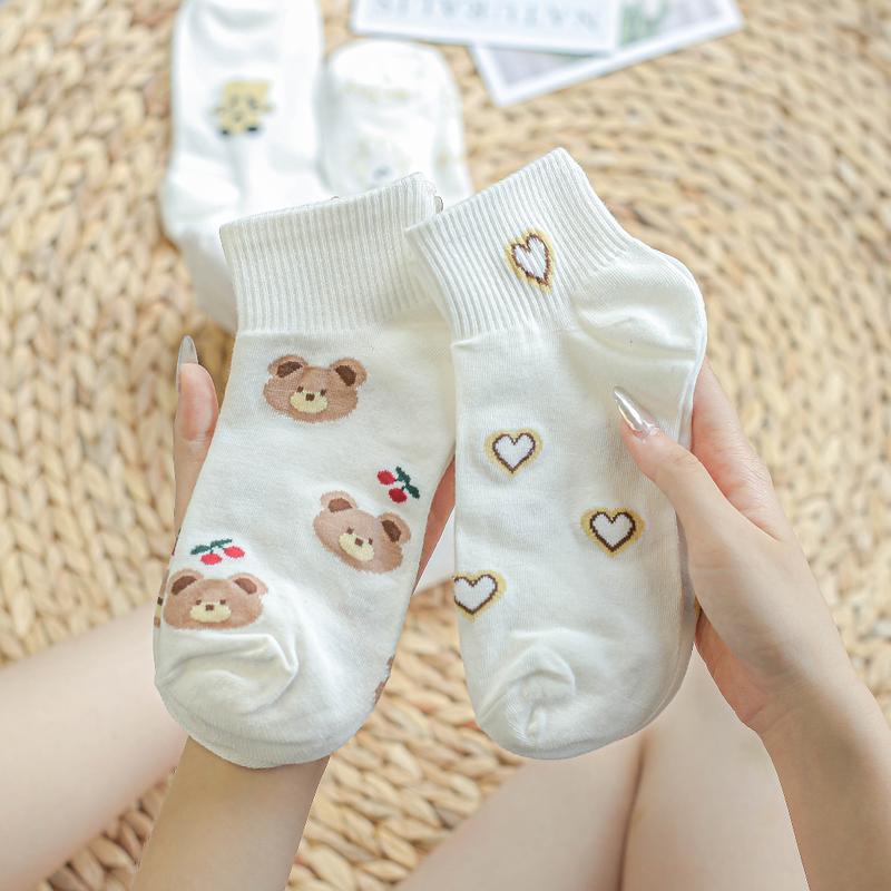 Tất vớ nữ cổ ngắn họa tiết thú dễ thương, chất liệu cotton co giãn thoáng khí - Cherry Shop 1