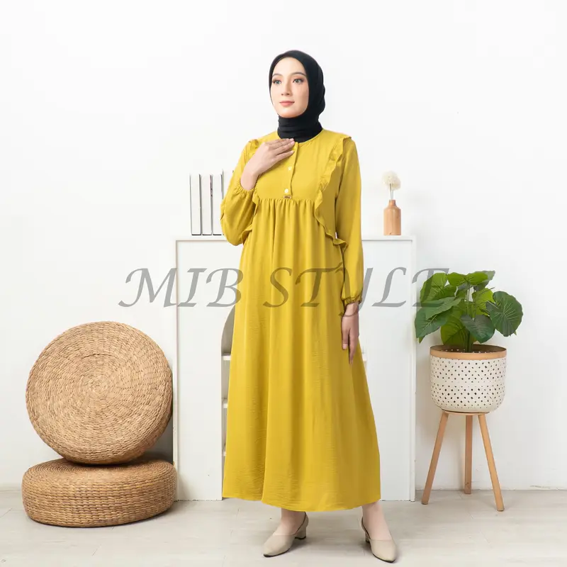 MIB Style - Alzena Dress Crinkle Airflow - Gamis Polos Busui Friendly Kancing Aktif Tali Nyaman • simpel 8