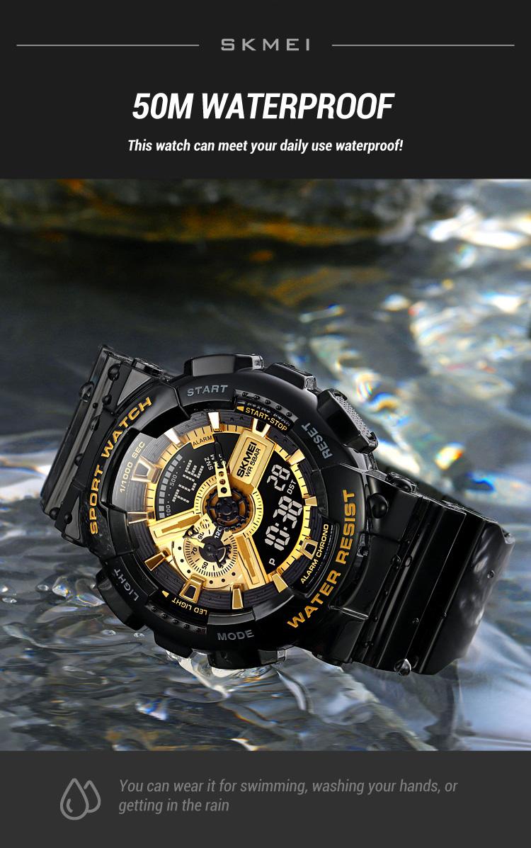 Product Introduction of SKMEI Men Sport Watch Fashion LED PU Waterproof Long Use Digital Watch Elegant Texture Alarm Clock Timing Wrist Watch for Women Man 34 14