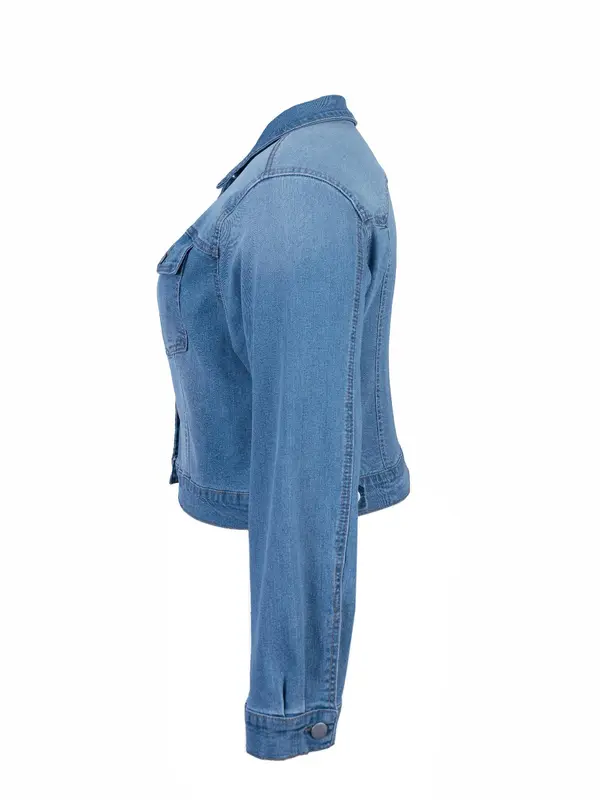 【Plus Size】denim Jacket, Casual Long Sleeve Outerwear for Summer, Women's Longsleeves Clothes for Daily Wear, Coats, Summer Tops, Womenswear, Casual Fashion Jacket 2