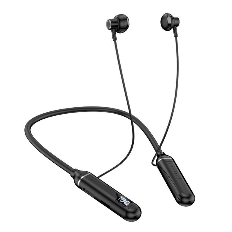 Tai Nghe Tương Thích Bluetooth Không Dây, Màn Hình Kỹ Thuật Số LED, Thiết Kế Cổ Yếm Âm Thanh Nổi Khử Tiếng Ồn, Thích Hợp Cho Thể Thao, Tai Nghe 0