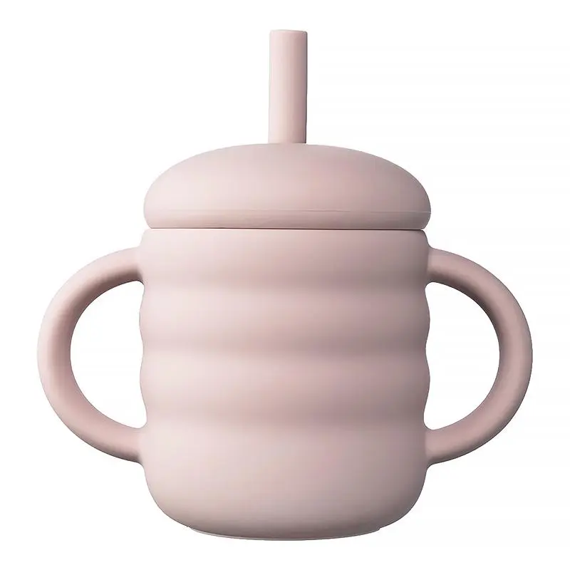 Silicone Straw Cup for Baby (1 Piece), Toddler Drinking Cup, Handle Design Training Cup with Straw