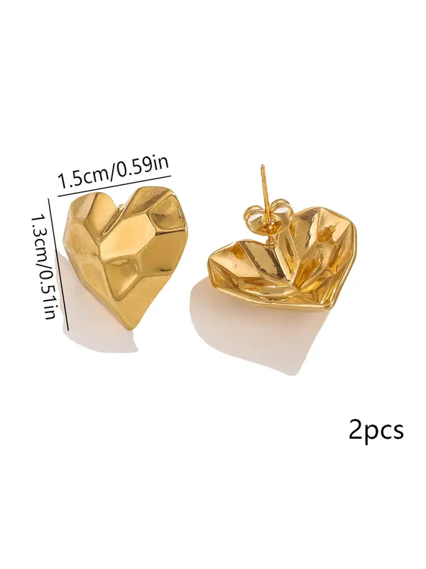 Heart Shaped Stud Earrings, Fashionable Stainless Steel Jewelry for Women & Girls, Trendy All-match & Exquisite Jewelry for Birthday Gift 4