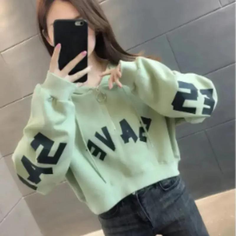 Pima Store Sweater Crewneck Sablon Save  Crop Zipper Oversize Wanita Baju Atasan Panjang Fleece Sweatshirt 1