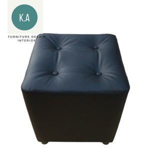Sofa Puff Kotak Model Kancingan - Ukuran P40xL40xT45cm - Furniture, Cafe Minimalis Kayu 0
