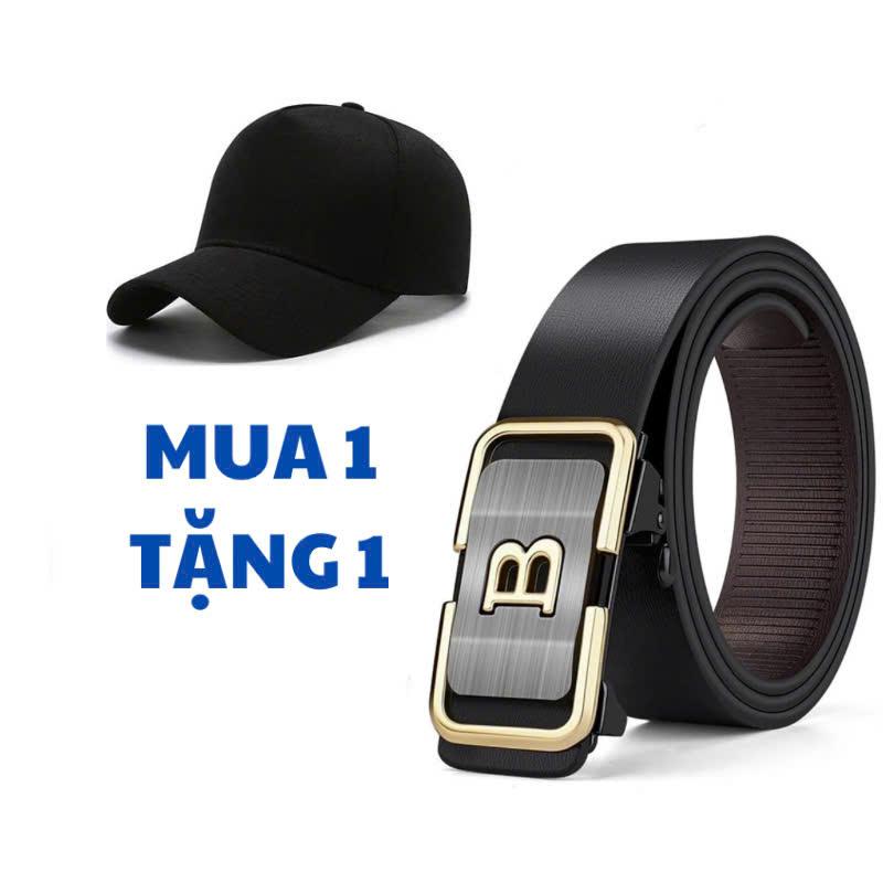 (GIÁ TỐT) Combo 2 MÓN: 1 thắt lưng khóa tự động mặt hợp kim cao cấp- TẶNG MŨ lưỡi trai Kim Tuyến Titan th ắ t lư ng 3