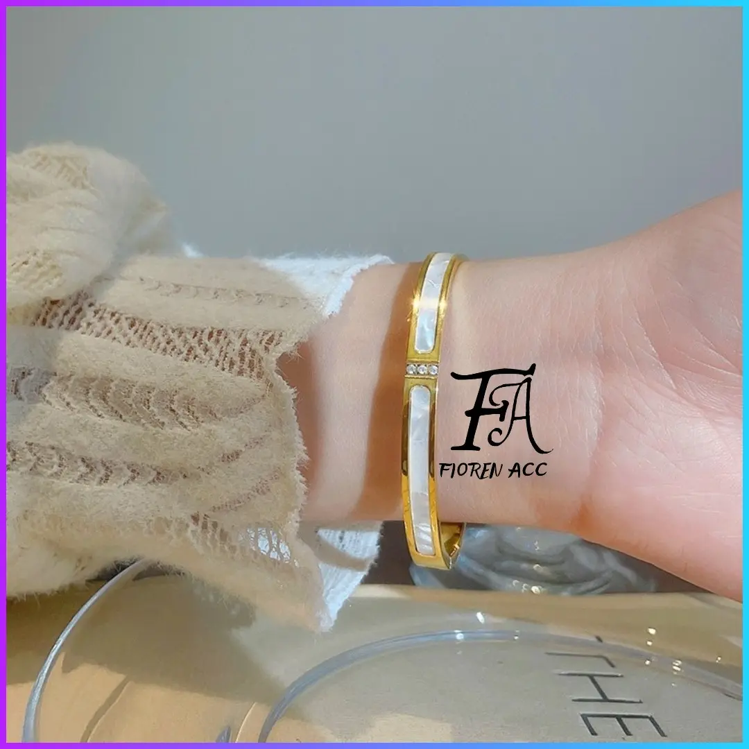 FA Gelang Bangle Keramik Zirkon Gelang Wanita Titanium YMC-S032 Aksesoris Elegan
