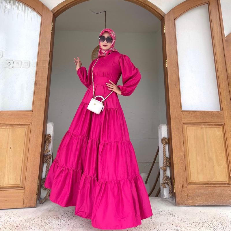 DRESS NABILLA BY HAURA DRESS KATUN Wanita Toyobo Karet Casual Busui Balon 7