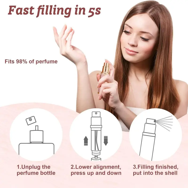 Perfume Travel Refillable Atomizer, 1 Count Bottom Filling Perfumes Bottle, Mini Fragrances Dispenser, Portable Makeup Accessories 7