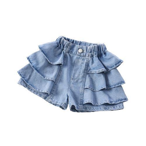 Quần Áo Trẻ Em, Quần Short Denim Mùa Hè, Cho Bé Gái, Có Thể Mặc Ngoài Trời, Phong Cách Hàn Quốc, Mới Và Hợp Xu hướng, Culottes Ren Bánh Mỏng, 2025 1