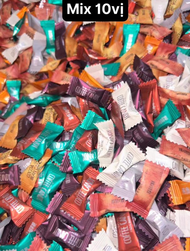 (Sỉ 500gr và 1kg)  Kẹo Coffee Candy Mix 10 vị Viên Nén Không Đường Đài Loan- Ăn Vặt YuChang Snack Food