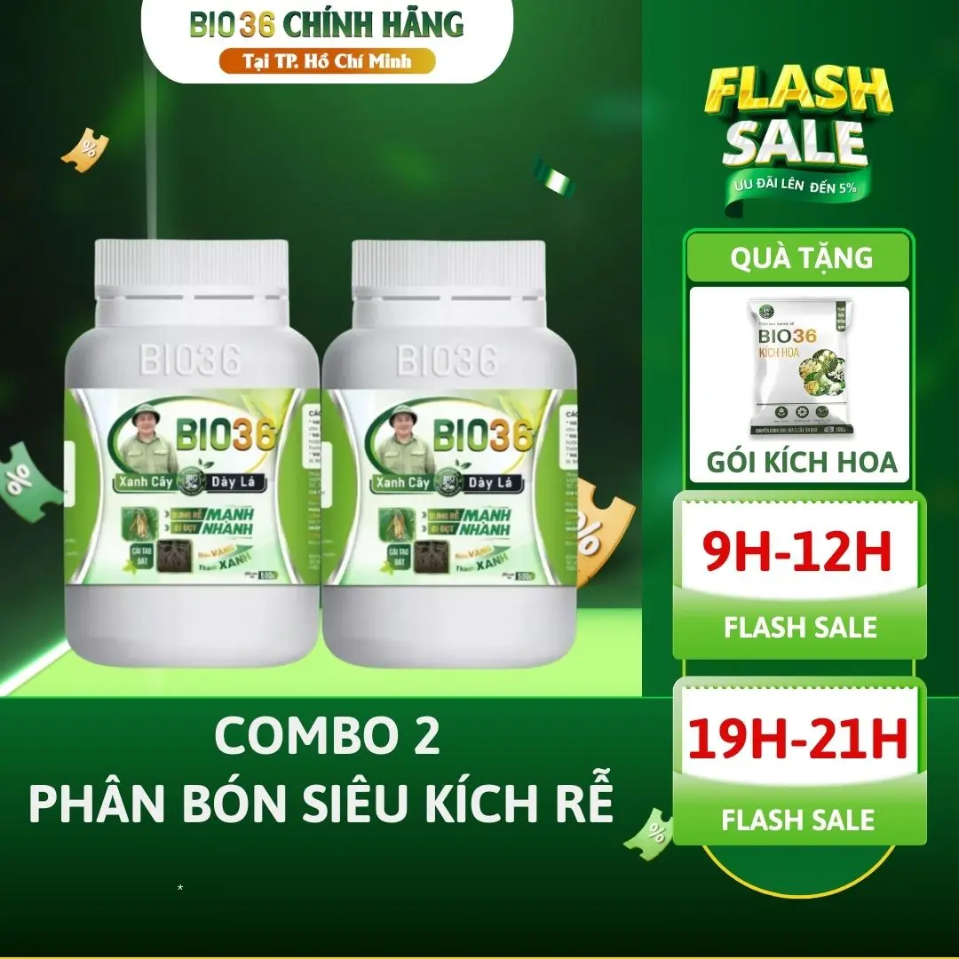 [Bio36 Mua 2 Hũ Tặng 1 Kích Hoa 100g] Phân Bón Bio 36 Kích Rễ Mạnh, Đẩy Đọt Nhanh