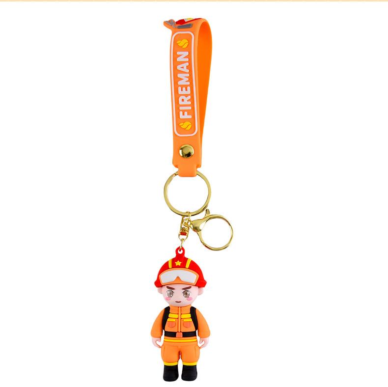 Product Introduction of Firefighter Keychain Cute Bag Pendant Army Day Cartoon Car Keychain Tribute Festival Small Gift 7