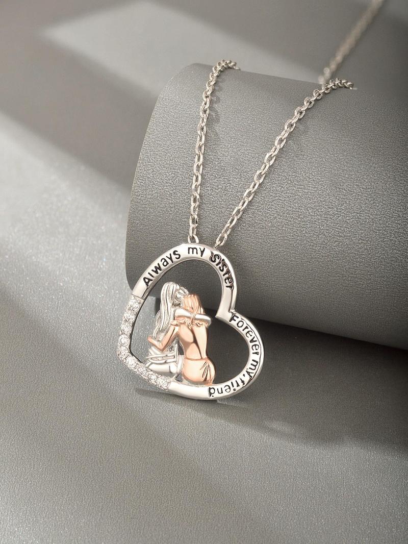Product Introduction of S925 Sterling Silver Fashion Heart Design Pendant Necklace for Women, Artificial Zircon Decor Charm Necklace, Cute All-match Jewelry As Gift 2