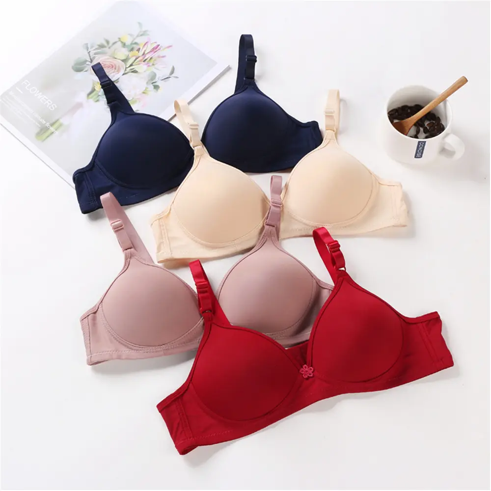 Womens Seamless Bra Small Breast Push-up Wireless Brassiere Thin Soft Breathable Padded Underwear For Ladies Womenswear Adjustable