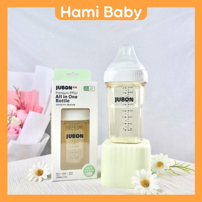 [ Bình Sữa ] Jubon PPSU cổ vuông, núm siêu mềm mại cho bé size 150ml và 240ml Shop Hami Baby