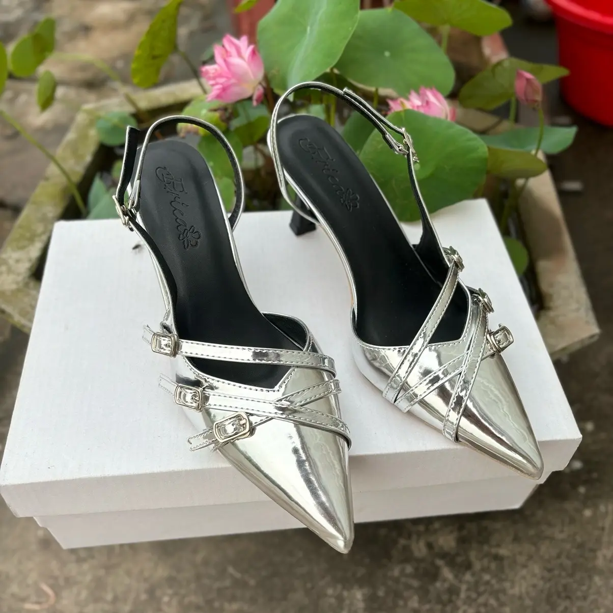 Giày Cao Gót 7-9phân Sanh Đinh Khuy A'N SHOES mã TM125 Dễ Đi Dễ Phối đồ hottrend hè này gót nhọn và gót vuông DéP Nữ DéP Nữ max