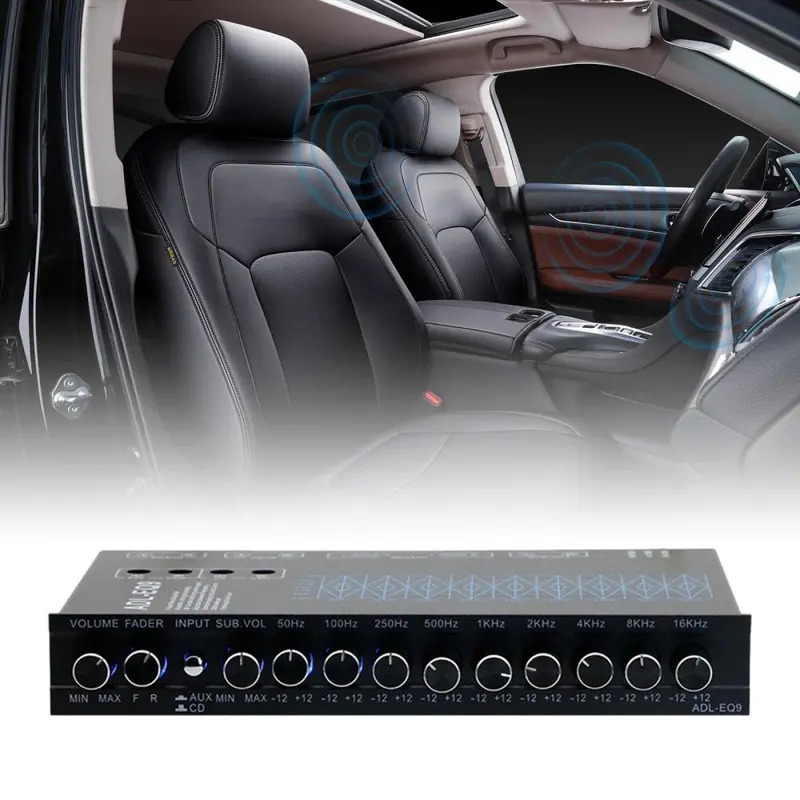 9 Band Equalizer Car Audio Equalizer Metal Subwoofer Output Front Rear + sub Output 6