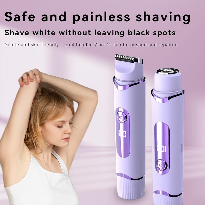 2 and 1 Double-Headed Women's Electric Hair Catcher, Women's USB Charging Eyebrow Face Shaver, Suitable for Face, Underarm, Bikini Line, Leg and Whole Body, Ideal Gift for Halloween Or Christmas! Comfort 2