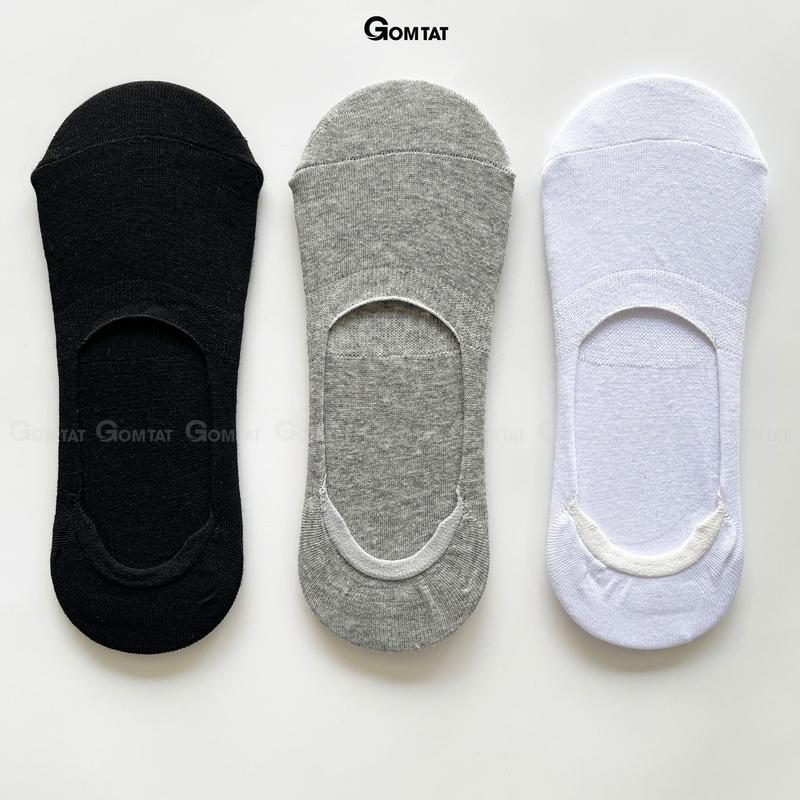 Combo 10 đôi tất nam nữ mang giày lười GOMTAT, vớ lười nam vải cotton thoáng mát, có đệm cao su chống trượt gót, tất lười nam, vớ nam lười Menswear - TAT-LUOI-02-CB10