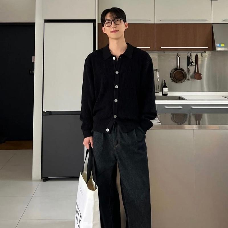 Áo Khoác Len Cardigan Dệt Kim Màu Trơn Cao Cấp Dáng Rộng Nam Nữ Menswear NT25 A02 4