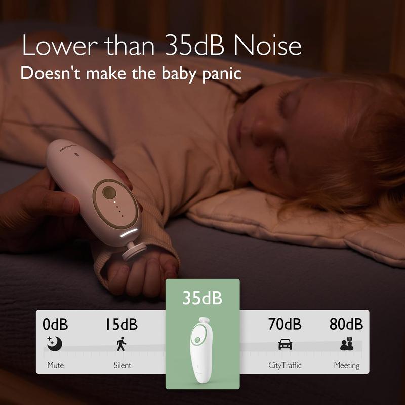 Electric Baby Nail File, 1 Set Rechargeable Electric Baby Nail File, Gentle Baby Nail Trimmer, Including 7 Grinding Replacement, Nail Care Products 3