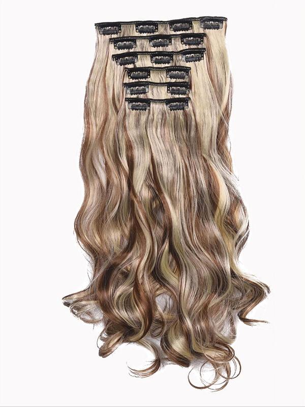 20 Inch Natural Long Curly Clip-in Hair Extensions, 6pcs Synthetic Wigs for Daily Use for Women, Trendy Matching Natural Wavy Wig Piece for Parties, Prom, Holiday Hair Accessories 7