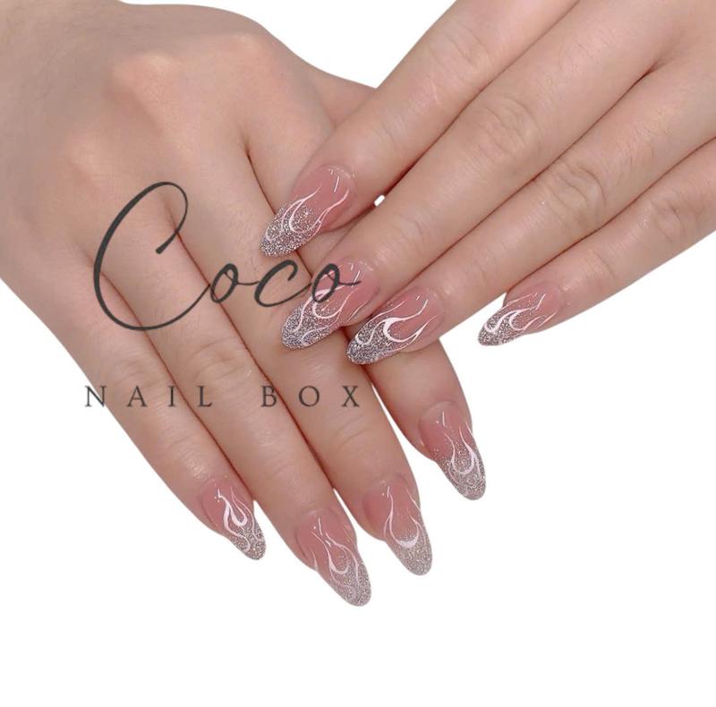  Móng úp tay Nailbox thiết kế C081 nail vẽ lửa phong cách Coco Nailbox 