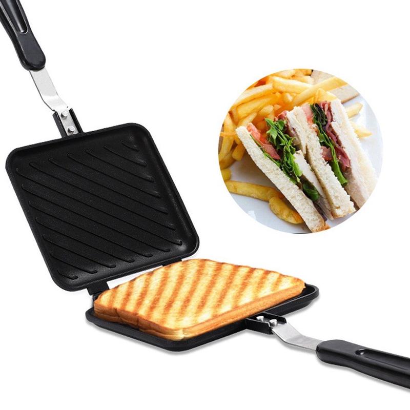  Chảo kẹp nướng bánh mì Sandwich hai mặt bằng nhôm không dính làm đồ ăn sáng cho nhà bếp 