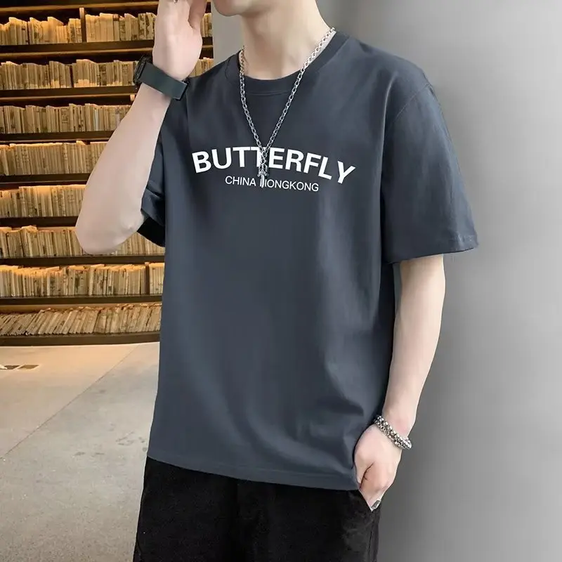 round Neck Top 2024 T-shirt Men's Spring and Spring New Korean Style Youth T-shirt Bottoming Shirt Large Size Sweater Trendy Men