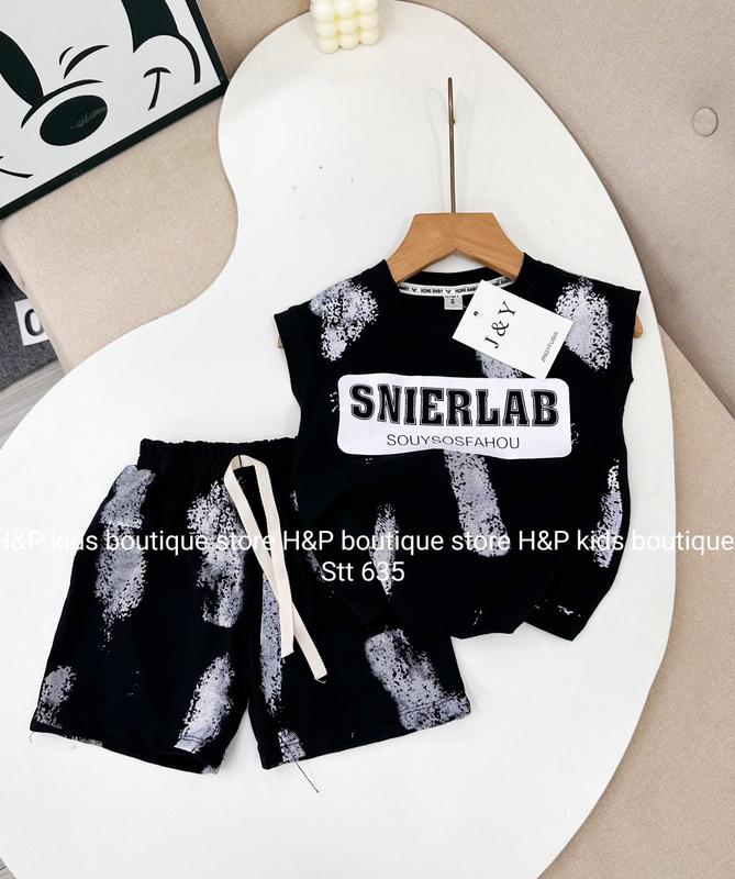 Bộ quần áo ba lỗ vải cotton mềm mát, co giãn thoải mái, thấm hút mồ hôi cho bé trai từ 8kg - 28kg Vải Cotton