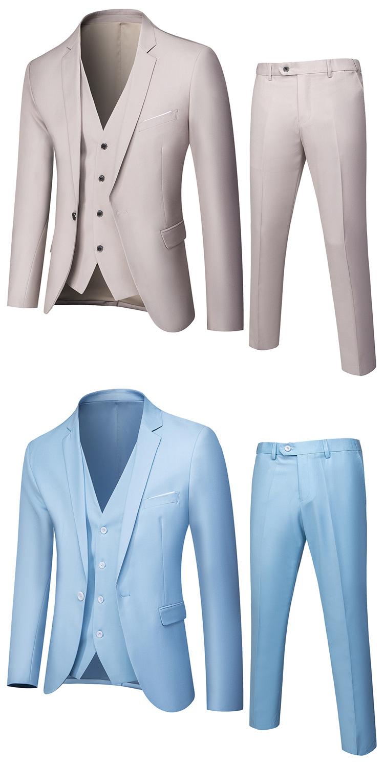 Product Introduction of Men's Sut Slim Fit, 3 Piece Set, Korean Style Wedding Groom Blazer & Pants, Business Formal Office Wear, Prom Party Dinner Jacket, Free Shipping 11