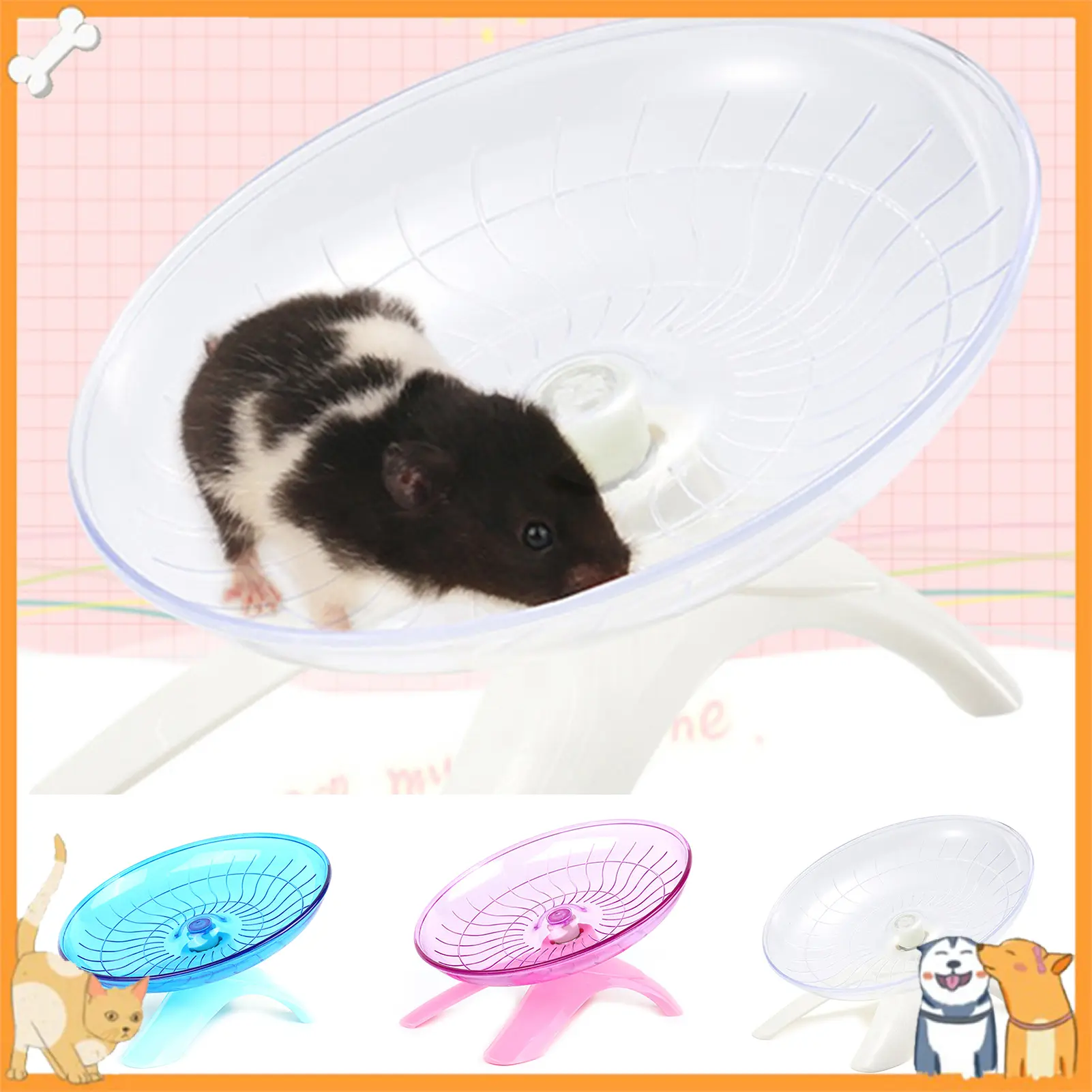 KIYA Hamster Flying Saucer Strong Load-bearing Silent Cage Accessories Hamster Exercise Flying Wheel for Cage