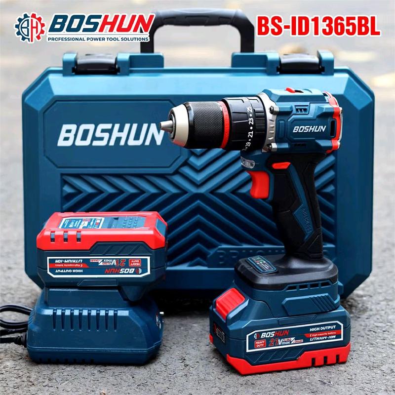Máy khoan pin Boshun BS-ID1365BL 3 chức năng đầu kẹp 13mm lực siết 65Nm, không chổi than