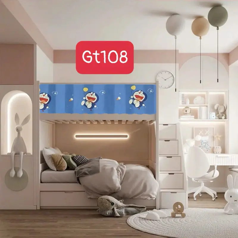 [có size 3m] Rèm che gác lửng, rèm DÁN KÈM GAI DÁN lan can gác trọ vải poly 3
