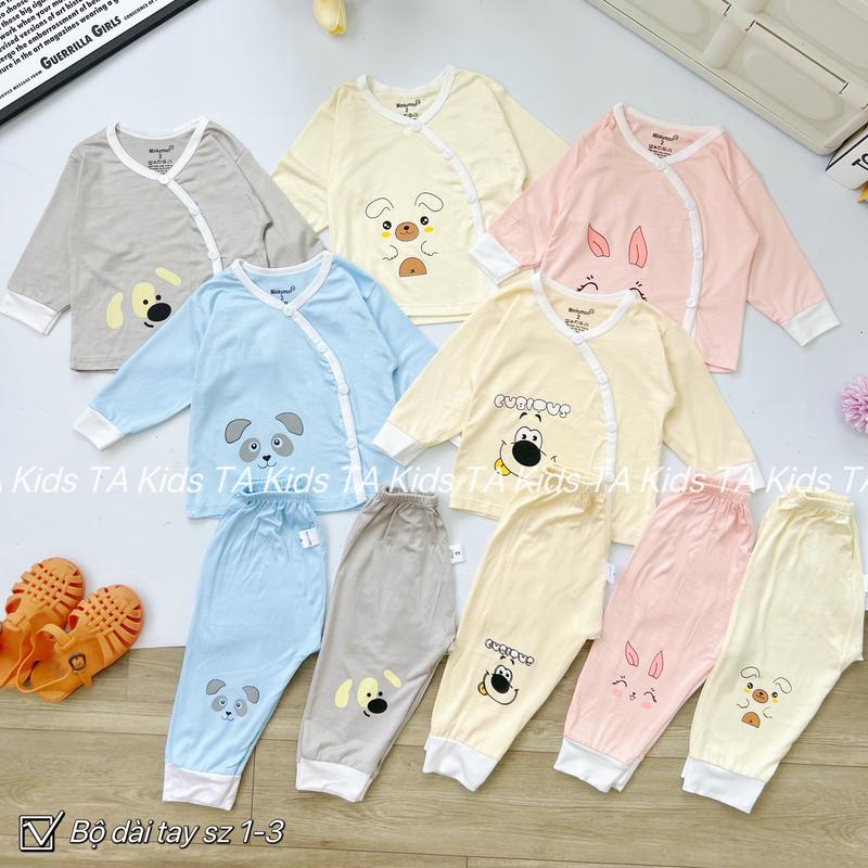 [Combo 3bộ-5bộ- HÀNG ĐẸP] Bộ sơ sinh dài tay thun lạnh chất liệu petit, size sơ sinh từ 3-9kg cho bé ,có thể giặt máy được Jean