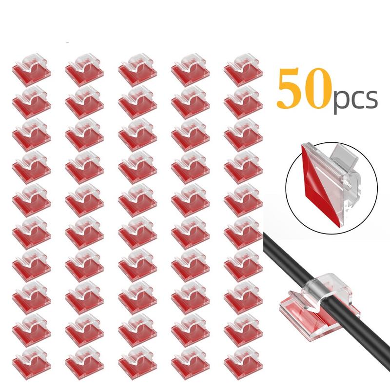 Accesz 20/50/100PCs self-adhesive USB cable clips desktop Cord Organizer management for keyboard mouse car home universal clip wire cable Winder 0