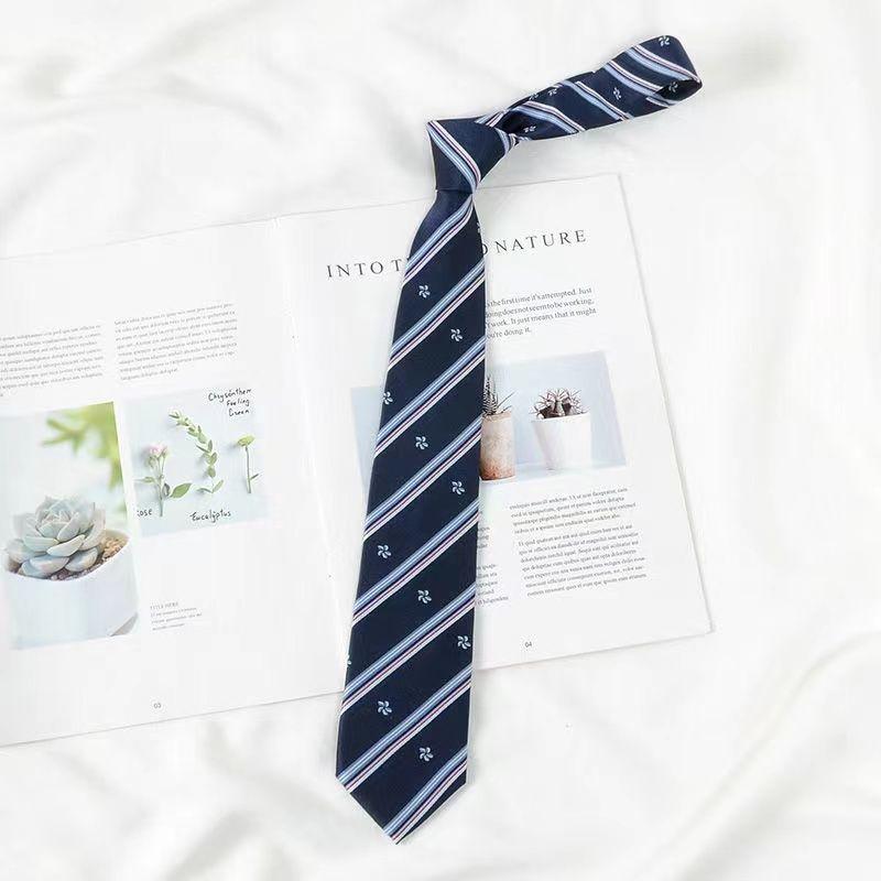 Blue Tie DK Shirt Men's Casual Formal Lazy No-Knot Easy Pull College Style Bow Tie Women's Decoration 3